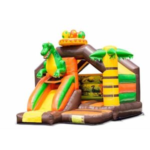 Springkussen Dino met glijbaan Springkussen Dino met glijbaan